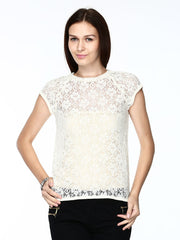 Vero Moda Women White Lace Top