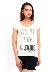 Vero Moda Women White Printed T-shirt