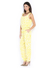 Vero Moda Women Yellow &amp; White Printed Jumpsuit
