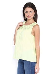 Vero Moda Women Yellow Debbie Lace Top