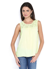 Vero Moda Women Yellow Debbie Lace Top