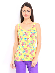 Vero Moda Women Yellow Floral Print Tank Top
