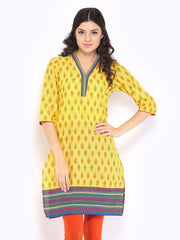 Vishudh Women Yellow &amp; Green Printed Kurta