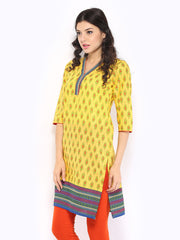 Vishudh Women Yellow &amp; Green Printed Kurta