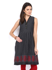 Vishudh Women Black &amp; Charcoal Grey Kurta