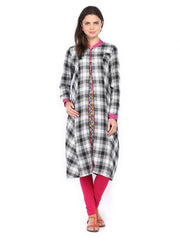 Vishudh Women Black &amp; Navy Printed Layered Kurta