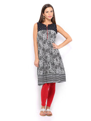 Vishudh Women Black &amp; White Printed Anarkali Kurta