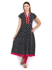 Vishudh Women Black &amp; White Printed Kurta