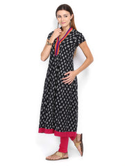 Vishudh Women Black &amp; White Printed Kurta