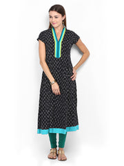 Vishudh Women Black &amp; White Printed Kurta