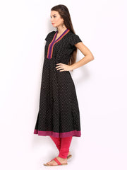 Vishudh Women Black Printed Anarkali Kurta