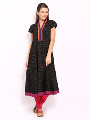 Vishudh Women Black Printed Anarkali Kurta