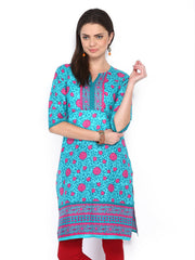 Vishudh Women Blue Printed Kurta