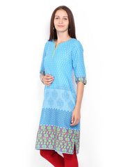 Vishudh Women Blue Printed Kurta