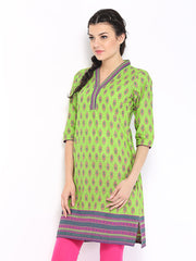 Vishudh Women Green &amp; Pink Printed Kurta