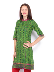 Vishudh Women Green Printed Kurta