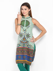 Vishudh Women Green Printed Kurta