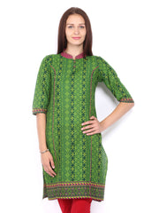 Vishudh Women Green Printed Kurta