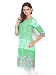 Vishudh Women Green Printed Kurta