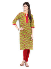Vishudh Women Green Printed Kurta