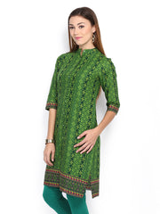 Vishudh Women Green Printed Kurta