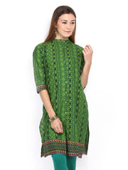 Vishudh Women Green Printed Kurta