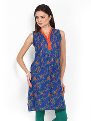 Vishudh Women Blue &amp; Orange Printed Kurta