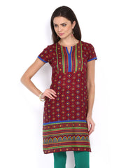 Vishudh Women Maroon Printed Kurta
