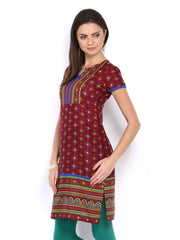 Vishudh Women Maroon Printed Kurta