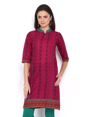 Vishudh Women Magenta Printed Kurta