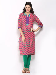 Vishudh Women Pink &amp; Purple Printed Kurta