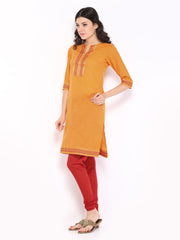 Vishudh Women Orange &amp; Red Churidar Kurta