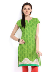 Vishudh Women Green Printed Kurta