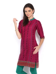 Vishudh Women Magenta Printed Kurta