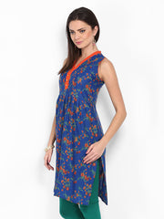 Vishudh Women Blue &amp; Orange Printed Kurta