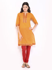 Vishudh Women Orange &amp; Red Churidar Kurta
