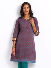 Vishudh Women Maroon &amp; Blue Printed Kurta