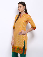 Vishudh Women Yellow &amp; White Printed Kurta