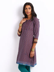 Vishudh Women Maroon &amp; Blue Printed Kurta
