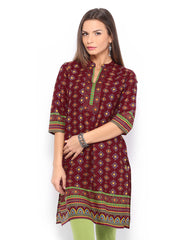 Vishudh Women Maroon Printed Kurta
