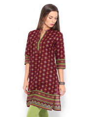 Vishudh Women Maroon Printed Kurta