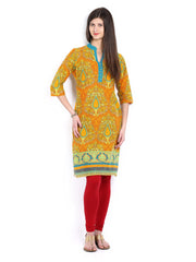 Vishudh Women Orange Printed Kurta