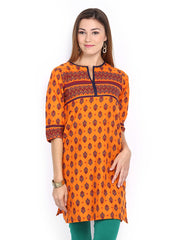 Vishudh Women Orange Printed Kurta