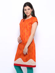 Vishudh Women Orange Printed Kurta