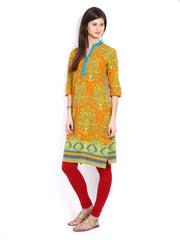 Vishudh Women Orange Printed Kurta