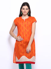 Vishudh Women Orange Printed Kurta