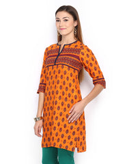 Vishudh Women Orange Printed Kurta