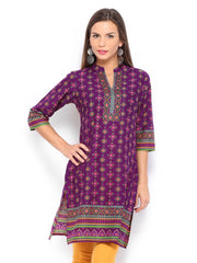 Vishudh Women Purple &amp; Green Printed Kurta