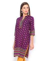 Vishudh Women Purple &amp; Green Printed Kurta