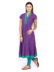 Vishudh Women Purple Printed Anarkali Kurta